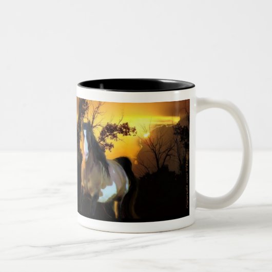 Sonnenuntergangstallions-Tasse Zweifarbige Tasse (Rechts)