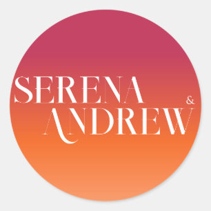 Sonnenuntergangsverlauf Orange Viva Magenta Helle  Runder Aufkleber