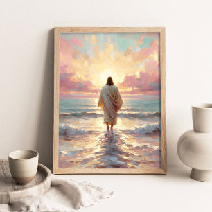 Sonnenuntergangsweg, Digitale Christliche Kunst, J Poster