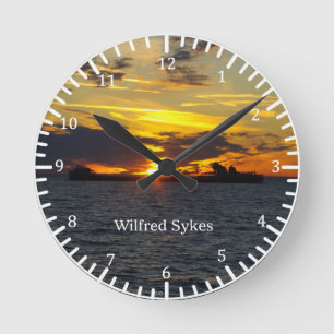 Sonnenunterganguhr Wilfred Sykes Runde Wanduhr