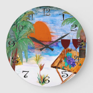 Sonnenuntergangwein-Wanduhr Große Wanduhr