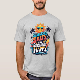Sonnenverbrannt Salzig und Glücklich – Retro-Stran T-Shirt