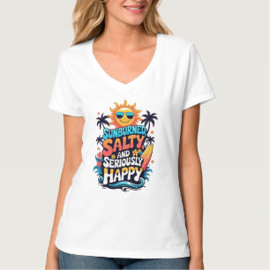 Sonnenverbrannt Salzig und Glücklich – Retro-Stran T-Shirt