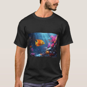 Sonnenverlichter Riff mit goldenem Schwimmer T-Shirt