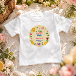 Sonnenverwöhnter Garten 2. Geburtstags-Blumen-Pick Baby T-shirt