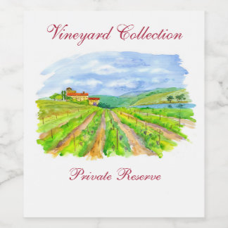 Sonnenverwöhntes Weingut Aquarell – Private Reserv Weinetikett