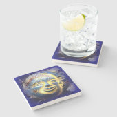 Sonnenwand/Moon-Fels Marmor Untersetzer (Seitenansicht)