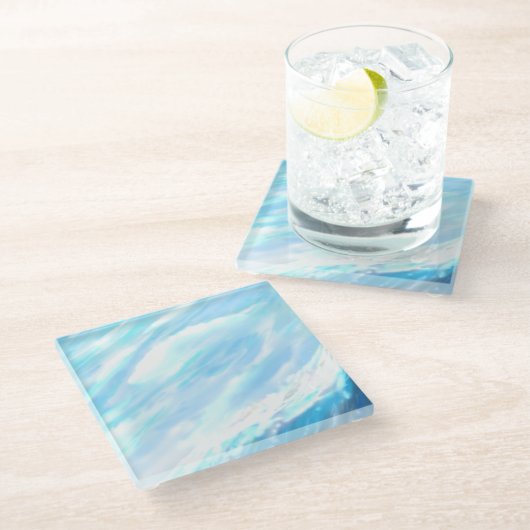 Sonnenwelle Glasuntersetzer (Schrägansicht)