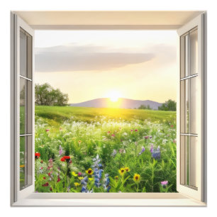 Sonnenwiese-Fensteransicht Fotodruck