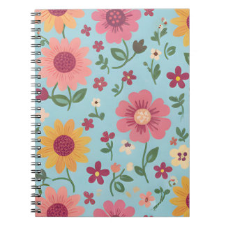 Sonnenwiesen - Rosa und Gelbes Wildblumenmuster Notizblock