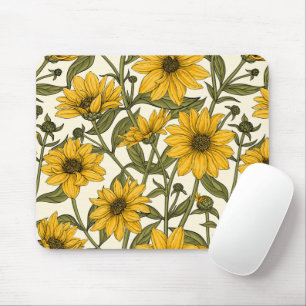 Sonnenwurzel, wilde Sonnenblume auf cremeweiß Mousepad