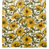 Sonnenwurzel, wilde Sonnenblumen auf weißem Grund Duschvorhang (Vorderseite)