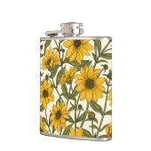 Sonnenwurzel, wilde Sonnenblumen auf weißem Grund Flachmann (Links)