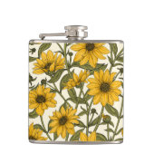 Sonnenwurzel, wilde Sonnenblumen auf weißem Grund Flachmann (Vorderseite)