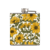 Sonnenwurzel, wilde Sonnenblumen auf weißem Grund Flachmann (Rückseite)