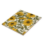 Sonnenwurzel, wilde Sonnenblumen auf weißem Grund Fliese (Seite)