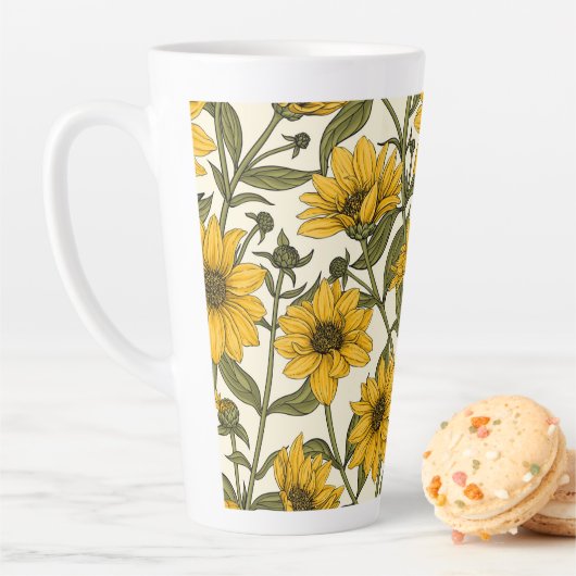 Sonnenwurzel, wilde Sonnenblumen auf weißem Grund Milchtasse (Beispiel)