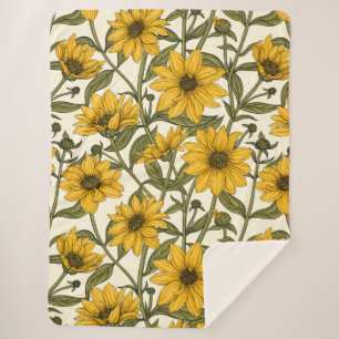 Sonnenwurzel, wilde Sonnenblumen auf weißem Grund Sherpadecke