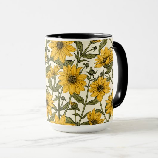 Sonnenwurzel, wilde Sonnenblumen auf weißem Grund Tasse (VorderseiteRechts)