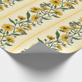 Sonnenwurzelblumenstreifen auf weißem Boden Geschenkpapier (Ecke)