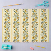 Sonnenwurzelblumenstreifen auf weißem Boden Seidenpapier (Basteln)