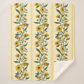 Sonnenwurzelblumenstreifen auf weißem Boden Sherpadecke (Vorderseite)