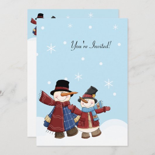 SONNENZEIT SNOWMAN Winter-Party Einladung (Vorne/Hinten)