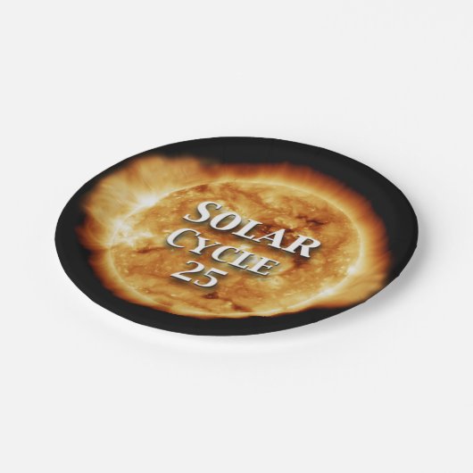 Sonnenzyklus 25 Active Sun Pappteller (Schrägansicht)