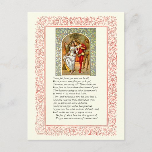 Sonnet # 104 von William Shakespeare Postkarte (Vorderseite)