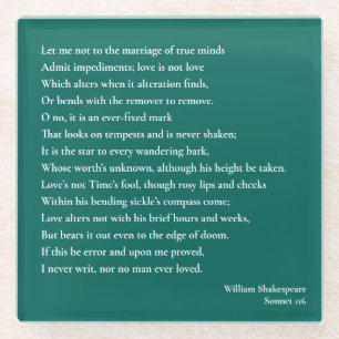 Sonnet 116 Lass mir nicht zur Verheiratung wahren  Glasuntersetzer