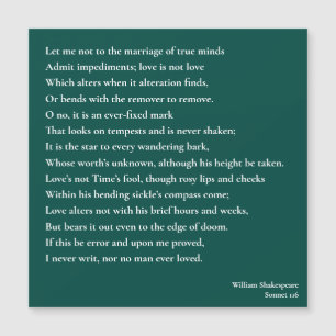 Sonnet 116 Lass mir nicht zur Verheiratung wahren  Magnetkarte