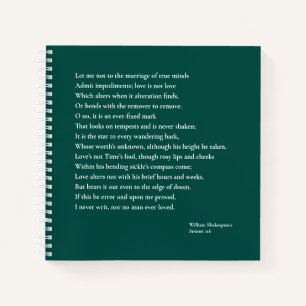 Sonnet 116 Lass mir nicht zur Verheiratung wahren  Notizblock