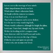Sonnet 116 Lass mir nicht zur Verheiratung wahren Poster (Vorne)