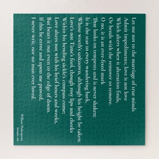 Sonnet 116 Lass mir nicht zur Verheiratung wahren Puzzle (Horizontal)