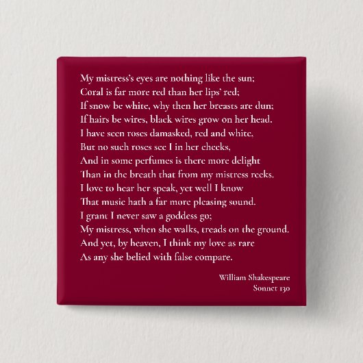 Sonnet 130 Die Augen meiner Herrin sind nicht wie Button (Vorderseite)