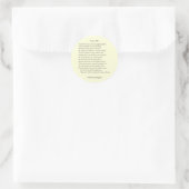 Sonnet # 14 von William Shakespeare Runder Aufkleber (Tasche)