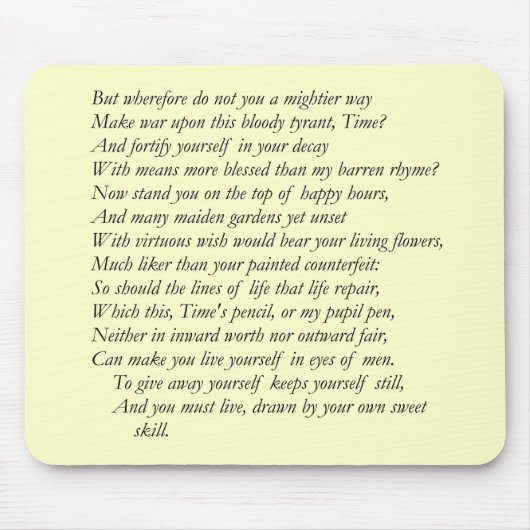 Sonnet # 16 von William Shakespeare Mousepad (Vorne)