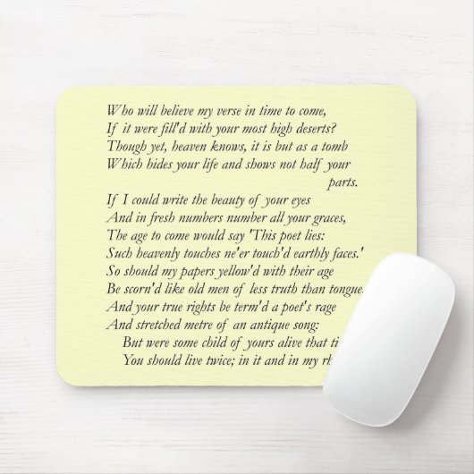 Sonnet # 17 von William Shakespeare Mousepad (Mit Mouse)