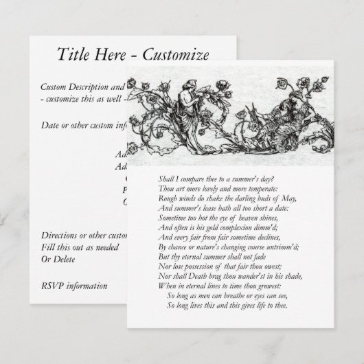 Sonnet # 18 von William Shakespeare Einladung (Vorne/Hinten)