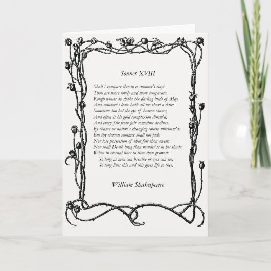 Sonnet # 18 von William Shakespeare Karte (Vorderseite)