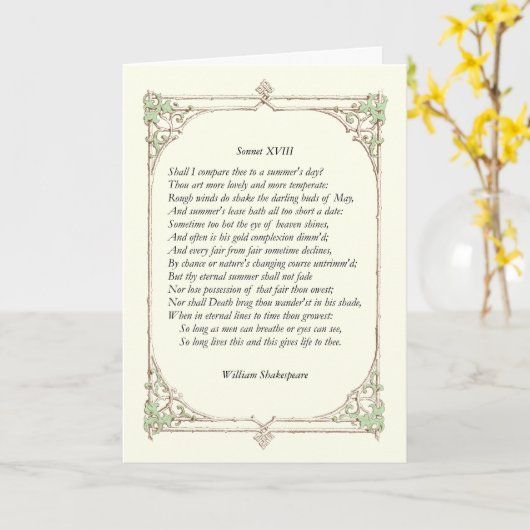 Sonnet # 18 von William Shakespeare Karte (Gelbe Blume)