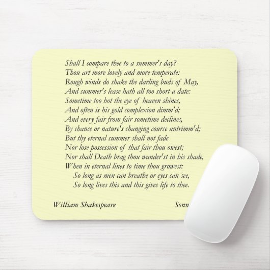 Sonnet # 18 von William Shakespeare Mousepad (Mit Mouse)