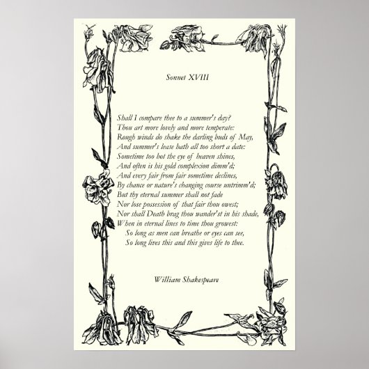 Sonnet # 18 von William Shakespeare Poster (Vorne)