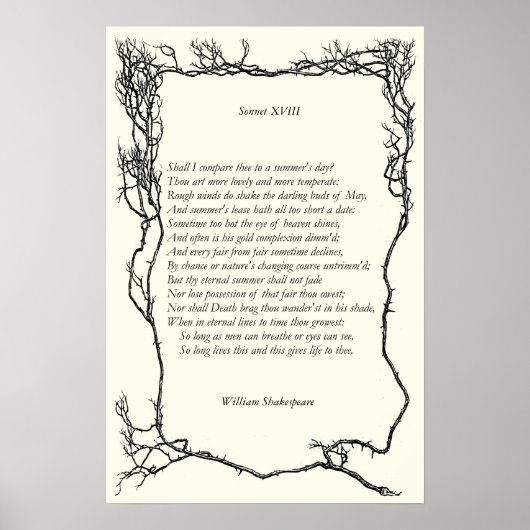 Sonnet # 18 von William Shakespeare Poster (Vorne)