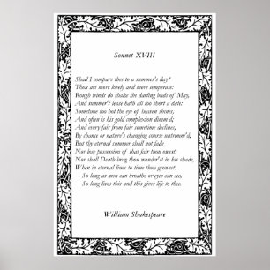 Sonnet # 18 von William Shakespeare Poster