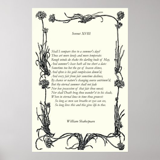 Sonnet # 18 von William Shakespeare Poster (Vorne)