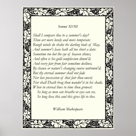 Sonnet # 18 von William Shakespeare Poster (Vorne)