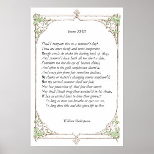 Sonnet # 18 von William Shakespeare Poster
