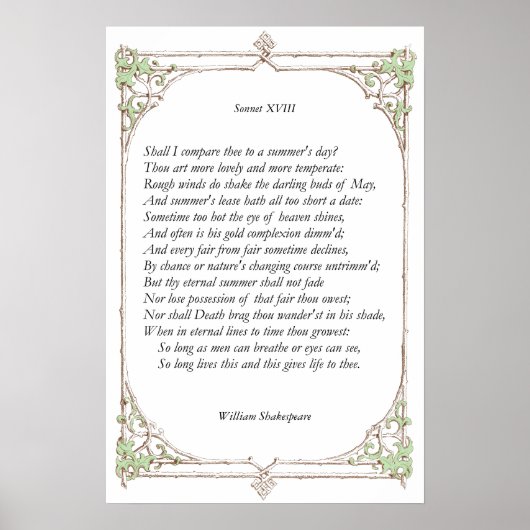 Sonnet # 18 von William Shakespeare Poster (Vorne)