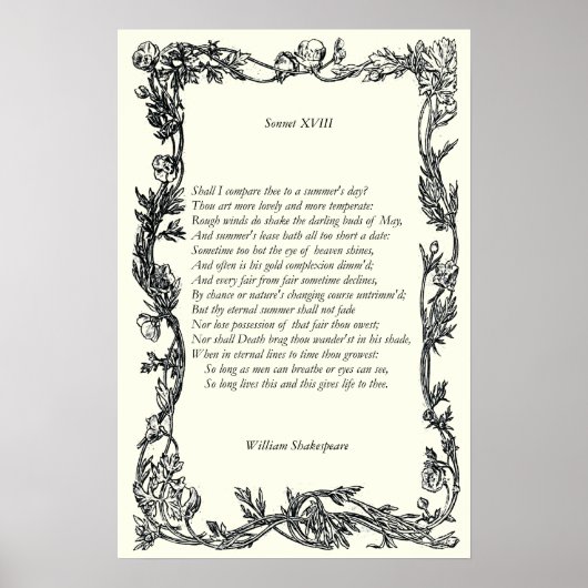 Sonnet # 18 von William Shakespeare Poster (Vorne)